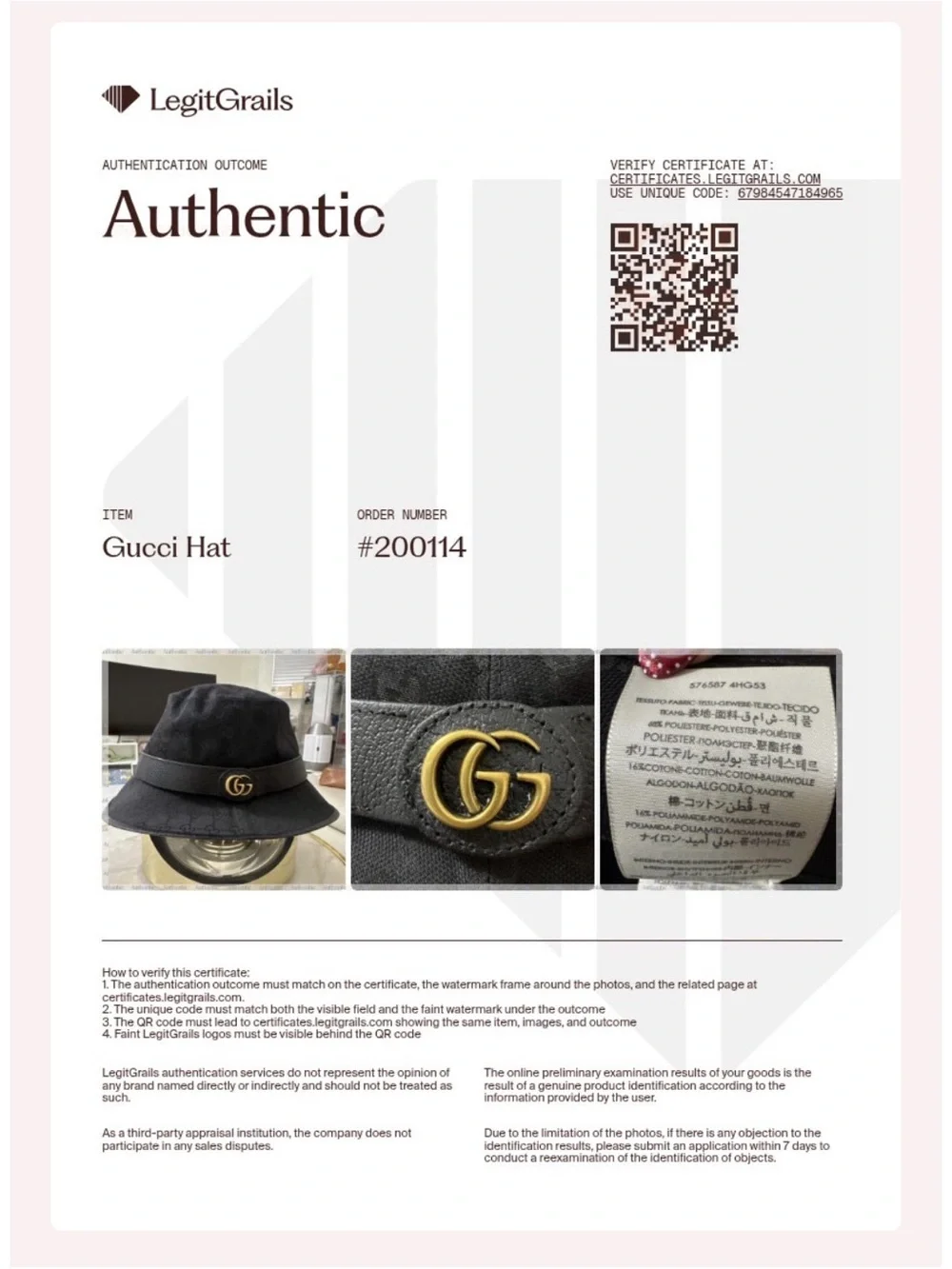 Gucci Black GG Monogram Bucket Hat with Gold Double-G